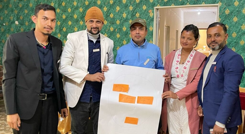 Teachers presenting their group work at the training