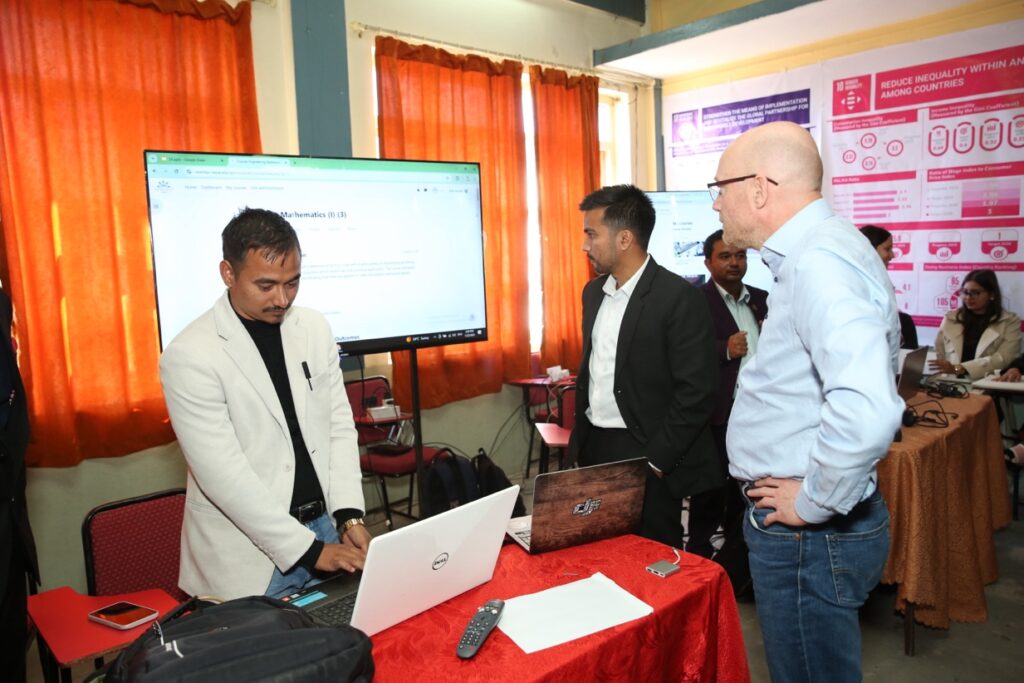 Sindhuli Academy teachers displaying their course to visiting TUAS and UPV experts during the Seminar on Entrepreneurship