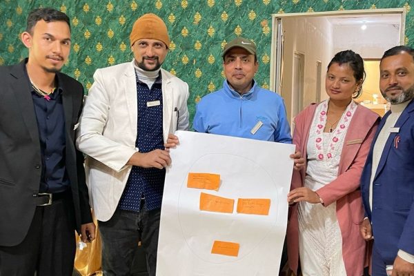 Teachers presenting their group work at the training