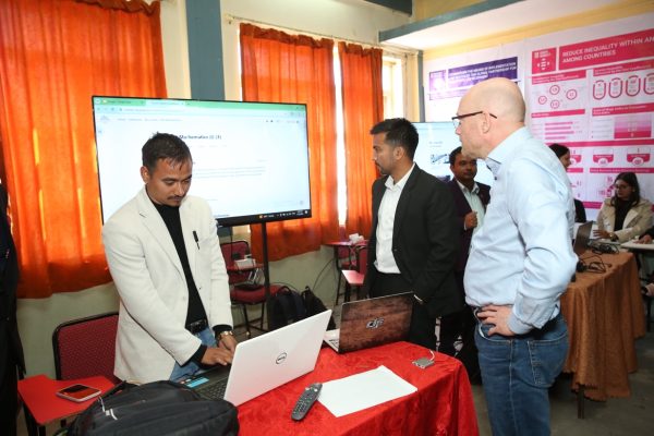 Sindhuli Academy teachers displaying their course to visiting TUAS and UPV experts during the Seminar on Entrepreneurship